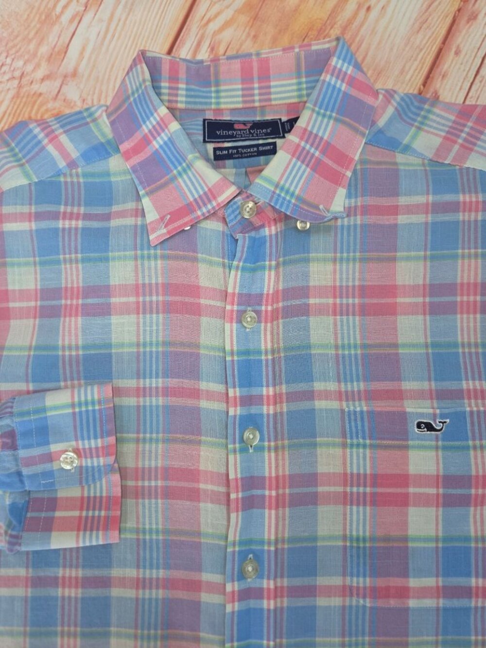 Vineyard Vines Slim Fit Tucker Plaid Whale Logo Shirt Large